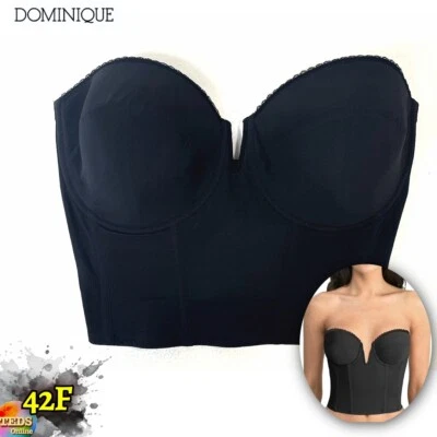 Sujetador sin tirantes negro sin espalda con alambre en V Valerie 42F de Dominique para mujer nuevo sin etiquetas Foto 1 de 4