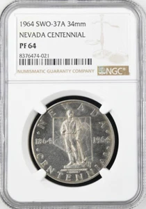 1964 Nevada Centennial Silver Proof Medal - PF 64 NGC - US Mint Token, NV - Picture 1 of 6