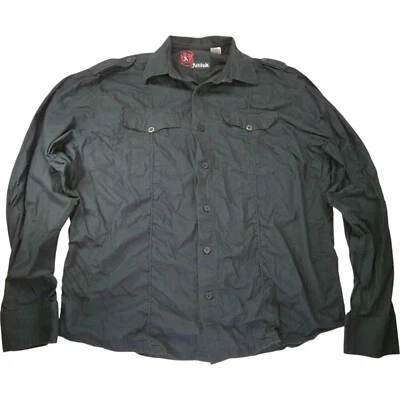 Attitude Men's 2XL Military Shirt Black Button Down Utility Style Casual Goth Gr - Image 1 of 4