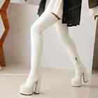 Women Over The Knee Boots Platform Chunky Heel Pumps High Heels Party Shoes