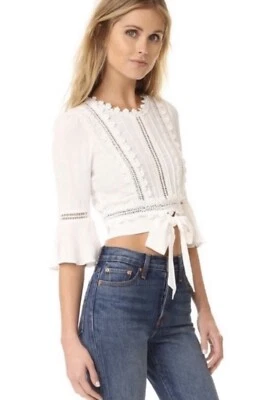 Галстук For Love & Lemons Willow Top Off белый кружевной XS/P спереди на молнии сзади с подкладкой - Изображение 1 из 4