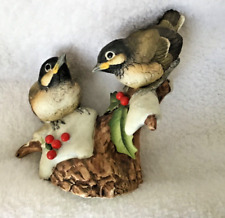 Andrea by Sadek Chickadees with Holly & Berries #6726 Winter Birds Vintage 1983