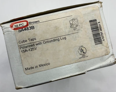 Adaptadores Eagle Electric SA483B 15A/125V 2 a 3 cables polarizados a conexión a tierra 10 piezas Foto 1 de 4