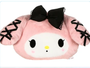 Sanrio My Melody Plush Pink Black Sanrio Mascot Face Sleeping Cushion Hug Pillow - Picture 1 of 4