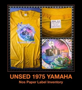 AMPLIFICADOR DE GUITARRA Yamaha 1975 eléctrico Rock Fender motocicleta camiseta de colección SIN USAR - Imagen 1 de 5