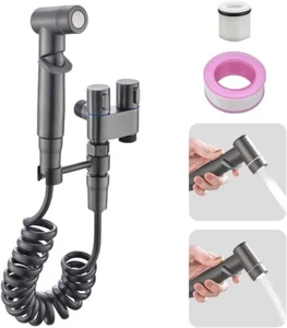 Handheld Bidet Sprayer Kit w/ Dual Control Valve Adjustable Pressure Grey - Picture 1 of 6