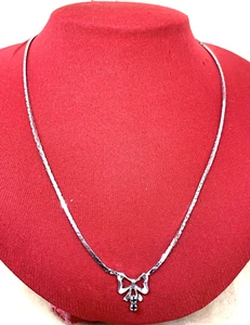 COLLANA COLLIER ANNI 60 ARGENTO MAGLIA TRIANGOLARE FIOCCO CENTRALE E 2 ZAFFIRI - Foto 1 di 6