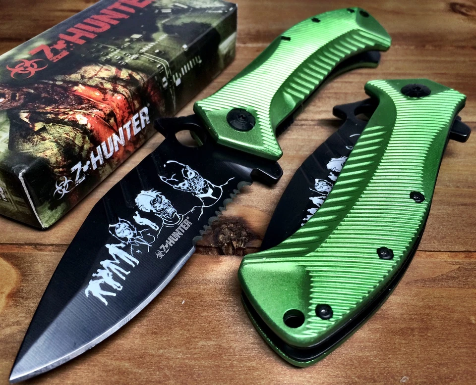 Navaja de Bolsillo Zombie Asistida por Resorte con Mango de Aluminio Logo Zombie Tesoro - ZB Foto 1 de 4