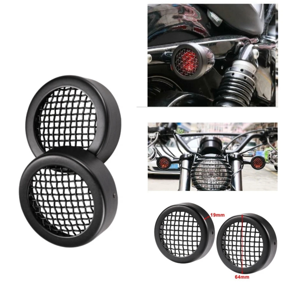 Metal Black Turn Signal Light Lens Grill Cover For Harley Sportster XL883 1200 - Image 1 of 4