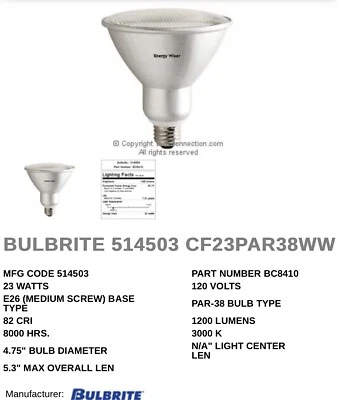 CF23PAR38 WW Bulbrite 514503 - Image 1 of 2