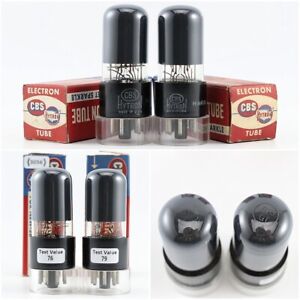 match pair CBS by HYTRON 6V6GT US TUBES Square Getter Smoked Glass