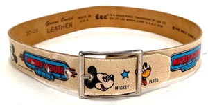 Vintage 1980s Lee Jeans Disney Mickey Mouse Club Kids Genuine Leather Belt 20-22 - Picture 1 of 4