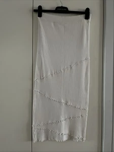 White 100% Cotton Marc Cain Size N 2 32 Inch Long Skirt - Picture 1 of 5