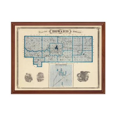 Old Map of Howard County, IN 1876 - Vintage Indiana Art - Image 1 of 4