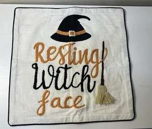 Resting Witch Face Halloween Throw Pillow Cover Holiday Home Decor - Picture 1 of 8