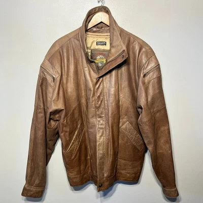 Chaqueta de Colección Wilsons Adventure Bound Cuero Marrón Bombardero Aislante Forrada 3X Foto 1 de 4