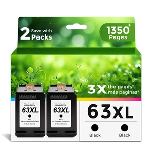 63XL Ink Cartridges Replacement for HP 63 XL (Black 2-Pack) Work with HP63 38... - Bild 1 von 9