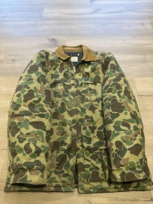 Vintage Camouflage Hunting Jacket Field Coat Corduroy Collar Duck Camo L - Image 1 of 4