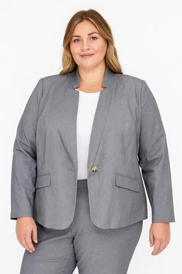 Blazer Talbots Mujer Talla Grande 22W Gris Mezcla Algodón Carrera Oficina Corporativo Foto 1 de 4