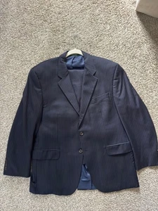 Lauren Ralph Lauren Blau Nadelstreifen 100% Wolle Anzug - Herren 44R - Made in Canada - Bild 1 von 14