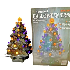 Haunted Halloween Baum von Mr. Halloween - 14 Zoll schwarze Keramik mit LED-Licht - Bild 1 von 6