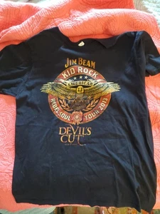 Kid Rock Rebel Soul Tour 2013 Black T Shirt Large Jim Beam Devils Cut Bourbon - Picture 1 of 8