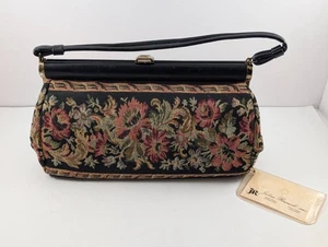 Vintage 50er Jahre Julius Resnick Gobelin Tasche Rahmen Handtasche Original Etikett - Bild 1 von 19