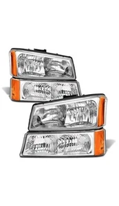 Chevy Silverado Headlight Assembly 03-06 Clear Lens Chrome Housing Replacement - Imagen 1 de 2