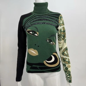 Custo Barcelona Y2K Beaded Sequin Turtleneck Long Sleeve Sweater Size S - Picture 1 of 9