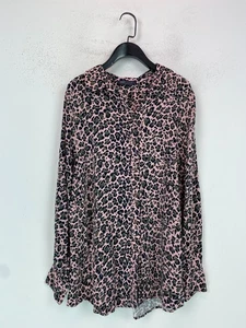 M&S Collection Pink Leopard Print Blouse Button Front Long Sleeve UK 14 - Picture 1 of 7