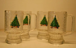 Indiana Glas Kristall Eisbaumrinde Kaffee Bierkrug, Weihnachten Design, 4er Set  - Bild 1 von 4