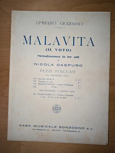 Spartito Antico Umberto Giordano Malavita Nicola Daspuro Il Voto Sonzogno - Imagen 1 de 4