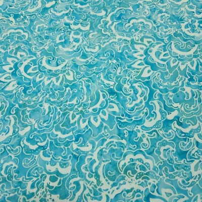 Bamboo Pavilion BTY Banyan Batiks Tonal Floral Aqua Turquoise Teal - Image 1 of 4