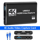 HDMI Video Game Capture Card 4K 1080p Pass through USB Videoaufnahmekarte Neu
