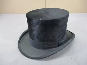 Vintage Black Fur Top Hat Beaver Skin? Size 7 1/8 London Fashion - Picture 1 of 16
