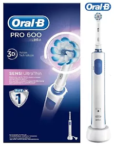 Oral-B PRO 600 CrossAction Elektrische Zahnbürste mit Timer Weiß Zahnbürste NEU