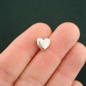 BULK 60 Heart Spacer Beads Antique Silver Tone 3D 10mm x 9mm - SC7482 - Picture 1 of 2
