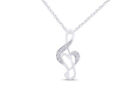 1/10ct Natural Round Diamond Music Note Heart Pendant  18" Necklace 925 Silver