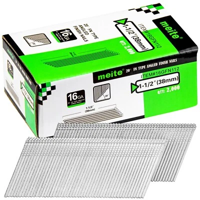 2,000-24,000 PCS meite 16 Gauge 20 Degree Angled Finish Nails 1-1/4" to 2-1/2" - Image 1 of 4