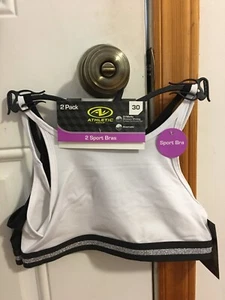 BRAND NEW GIRLS SIZE S ATHLETIC WORKS CAMI STYLE 2 PACK SPORTS BRAS BAND SIZE 30 - Picture 1 of 8