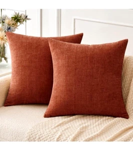 Pack de 2 Fundas de Almohada 20" X 20" Chenilla Naranja Quemado Fundas de Almohada - Imagen 1 de 6