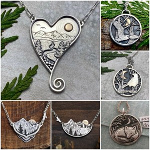 925 Silver Retro Silent Forest Pendant Necklace Women Party Band Jewelry Gifts