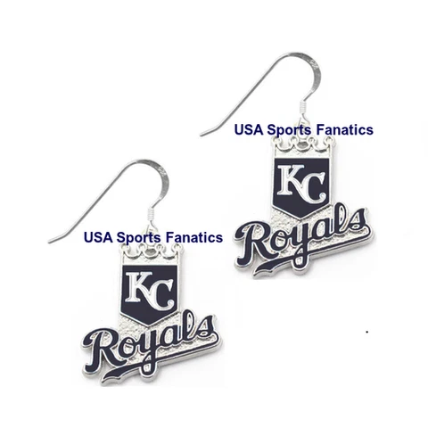 MLB Kansas City Royals Team Logo Dangle Earrings On 925 Sterling Silver J Hooks Cover