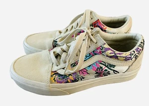 Vans Sneakers Tan Satin/Leather Old Skool Festival Brocade Floral sneakers 5.5 - Picture 1 of 12