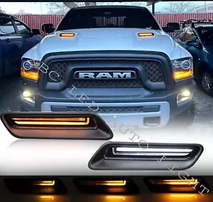 Right & Left Hood Bezel Light Driving Lamp For 2010-2022 Dodge Ram 1500 Classic - Picture 1 of 6