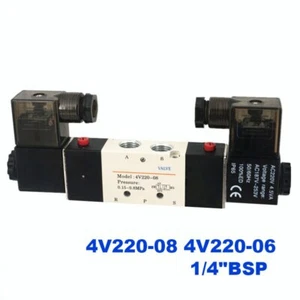 Pneumatic 5 Way 2 Position 4V220-08 / 4V220-06 1/4" Air Control Solenoid Valve - Picture 1 of 3