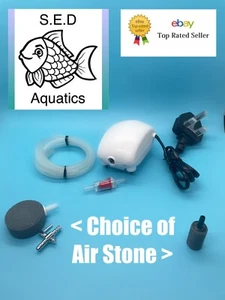 Aquarium air pump Fish tank oxygen FULL KIT Flow Control Valve & Airstone - Picture 1 of 9