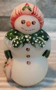 Fenton 95th Anniversary 4” Mrs Snowman Satin Glass Hand Painted Signed - Picture 1 of 7