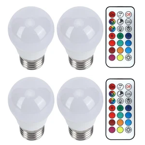 4x E27 RGB LED Bulb 45W Remote Control Warm White 3000K - Picture 1 of 24