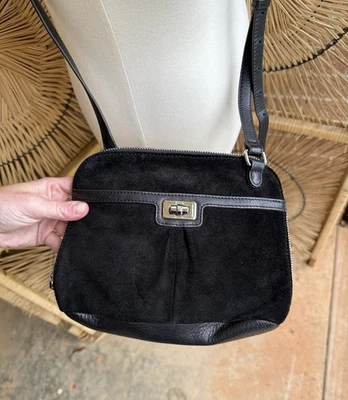 B. Makovsky Black suede leather crossbody shoulder bag - Image 1 of 4
